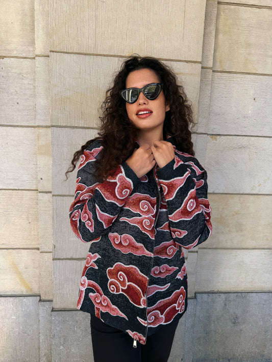 PRE-ORDER Tapestry Jacket - Mega Mendung red/black