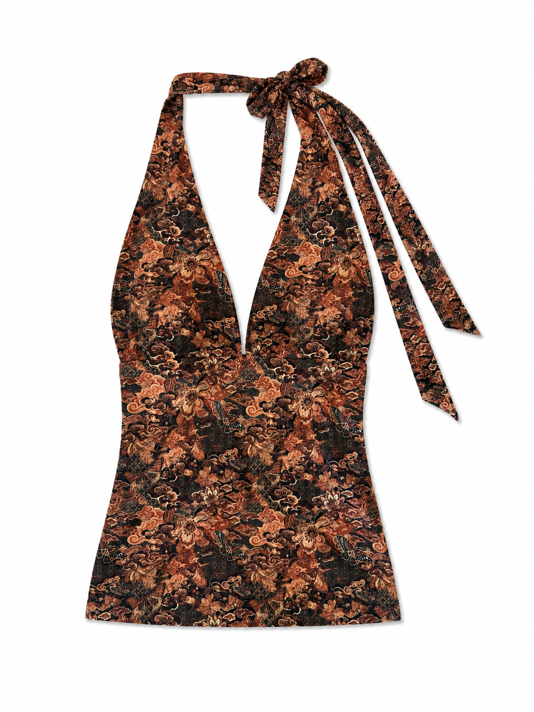Batik inspired Halter Top Brown